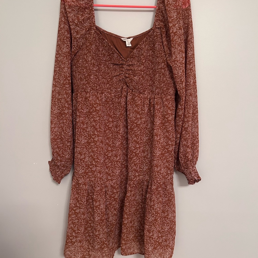 Cato Brown Floral Baby Doll Dress